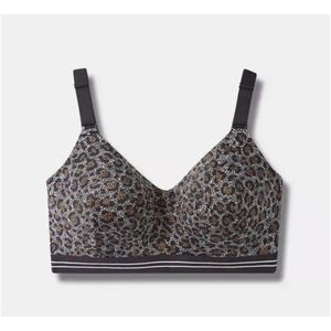 Torrid Dream Wire-Free Active Bra 46DD‎ Double Leopard Black